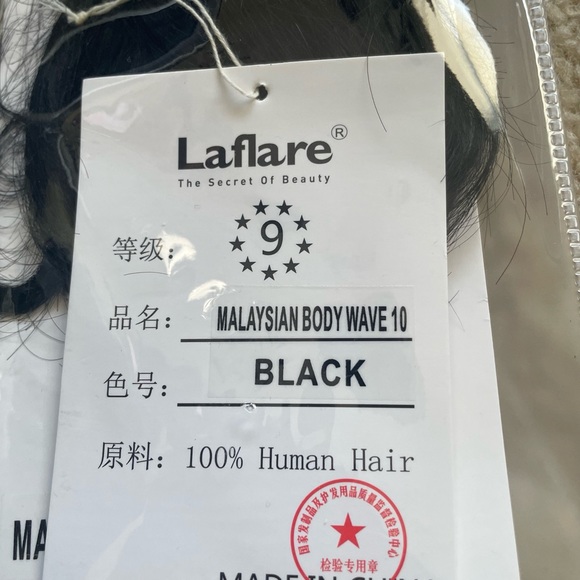 Laflare Malaysian 10” Body Wave 10” Unprocessed 100% Human Hair  - Black - Picture 3 of 4